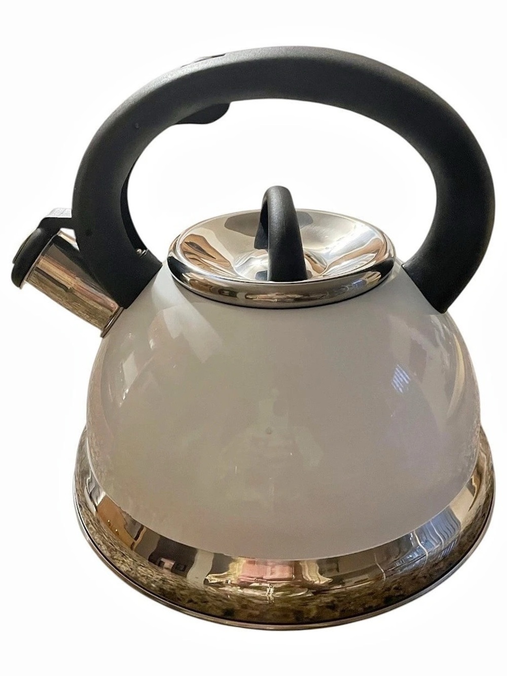 Polder Stainless Steel Whistling Tea Kettle Super Capsuled Base Stainless Steel